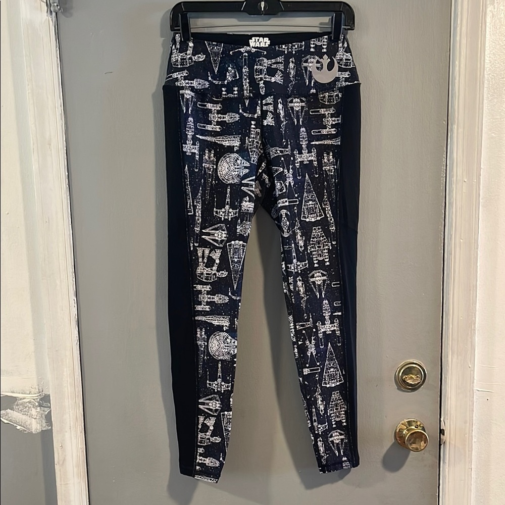 HER UNIVERSE Womens Leggings Disney Star Wars BLACK Space Ships Rebel Size 0